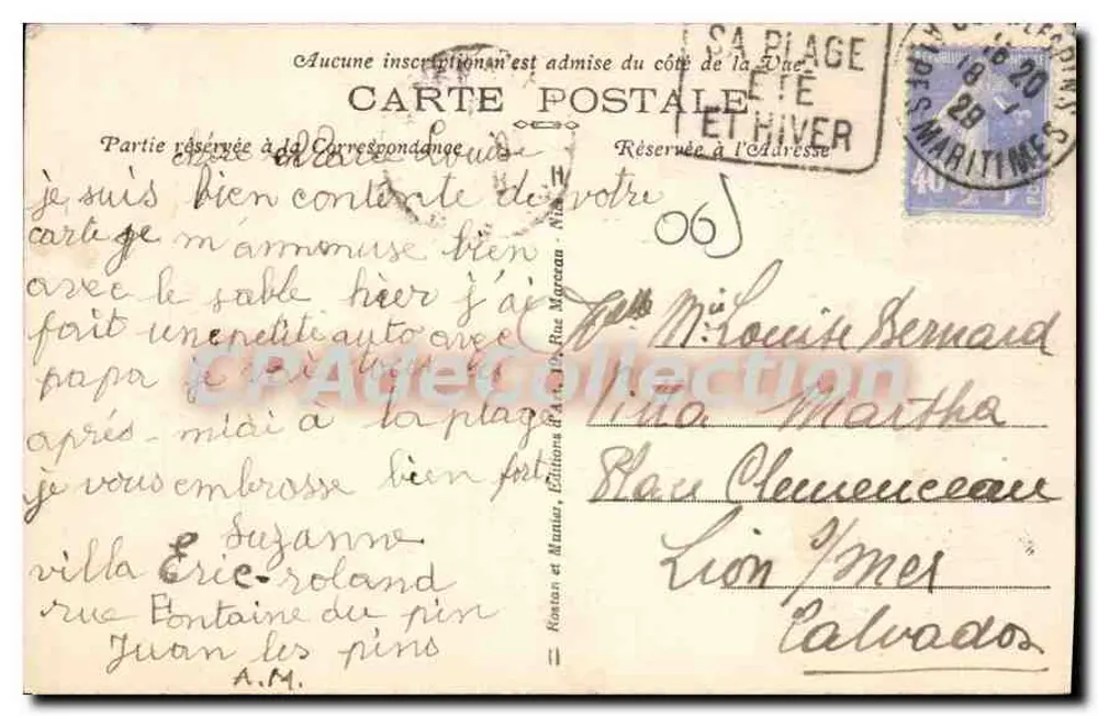 Juan-les-Pins — De Strand — R. M. — n°113 - Achterkant