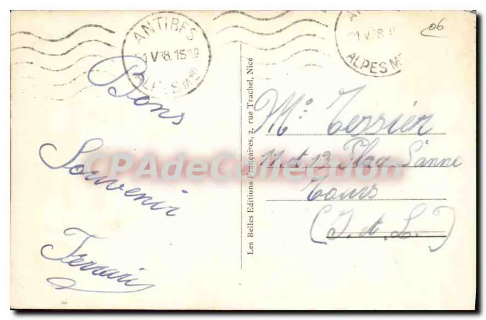 Juan-les-Pins — La Plage — Uitgever C.A.S. n°13 - Achterkant