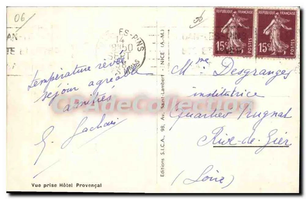 Juan-les-Pins — Vista Geral — Edições S.I.C.A. (Lourdes) - Verso