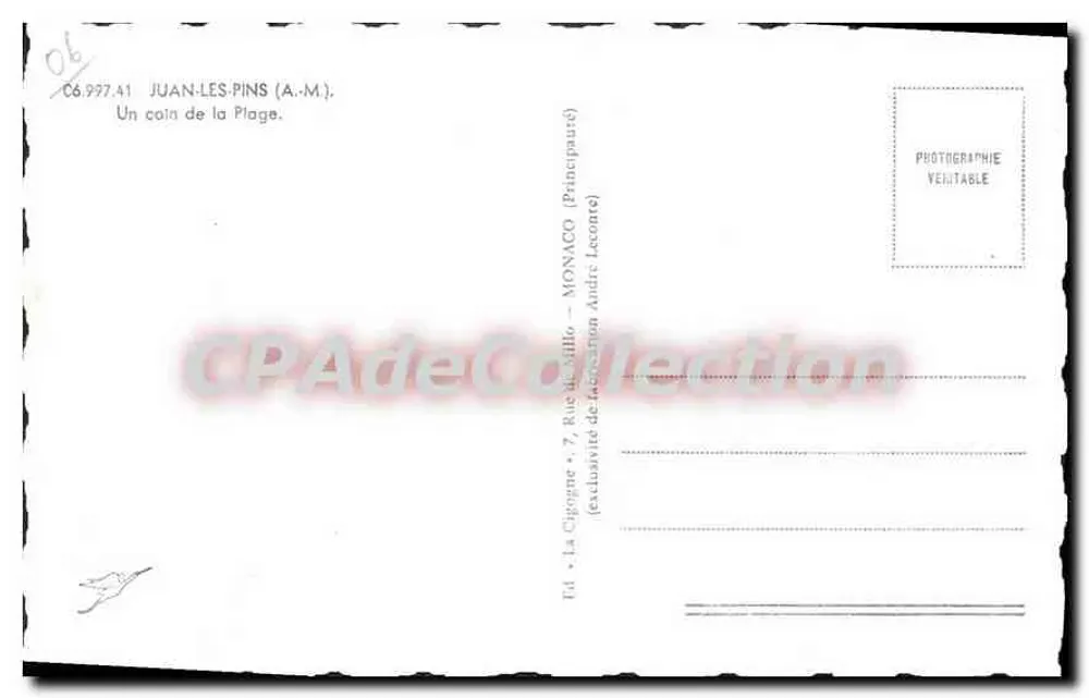 A Cegonha — Juan-les-Pins — editor Monaco André Leconte - Verso