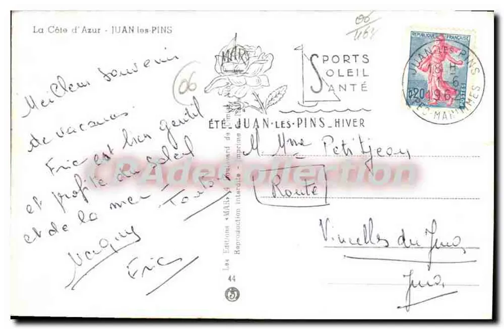 Juan-les-Pins — vista panorâmica e atividades — Edições MABIS, n°44 - Verso