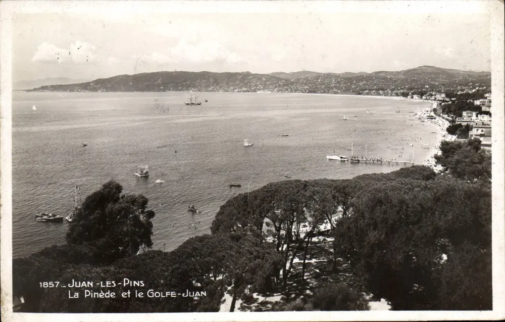 Juan-les-Pins — La Pinède und der Golfe-Juan — Verlag La Cigogne, 1857 - Vorderseite
