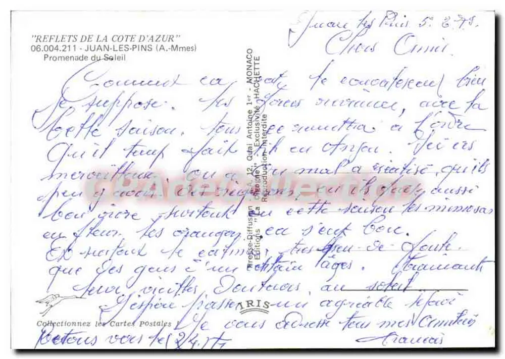 Promenade du Soleil — Juan-les-Pins — éditeur Monacot - Verso