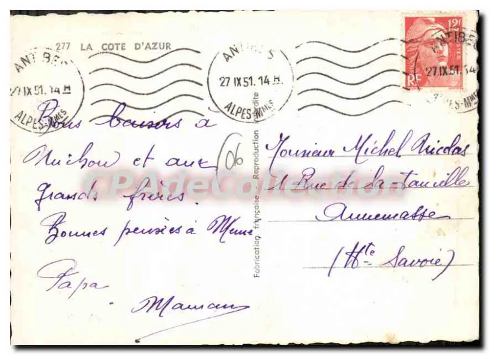 Juan-les-Pins — Lembrança de Juan-les-Pins — Editor Léopold, n° 16 - Verso