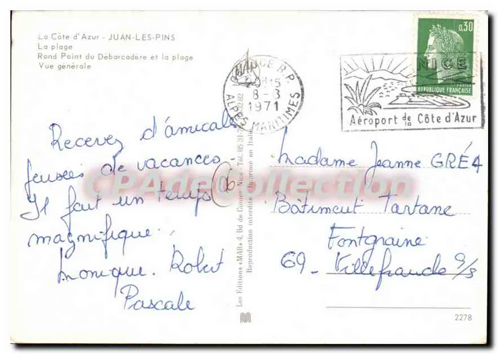 Juan les Pins — vista geral — Les Éditions Maritimes n°2278 - Verso