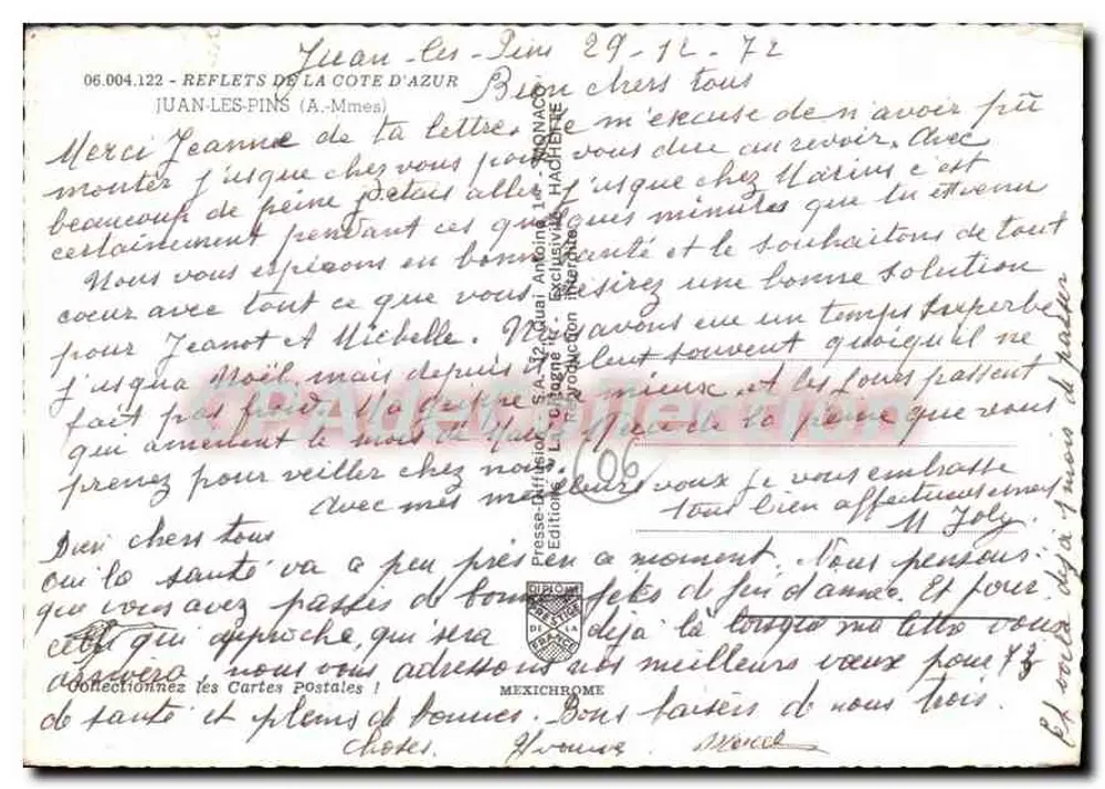 Juan-les-Pins — vista panorâmica — CPAdeCollection n°06.004.122 - Verso