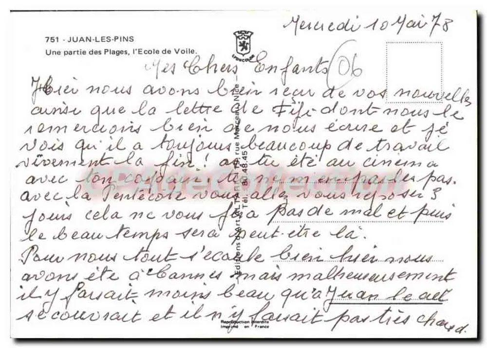 Juan-les-Pins — Strände und Hotels — Edition Jeanne - Rückseite
