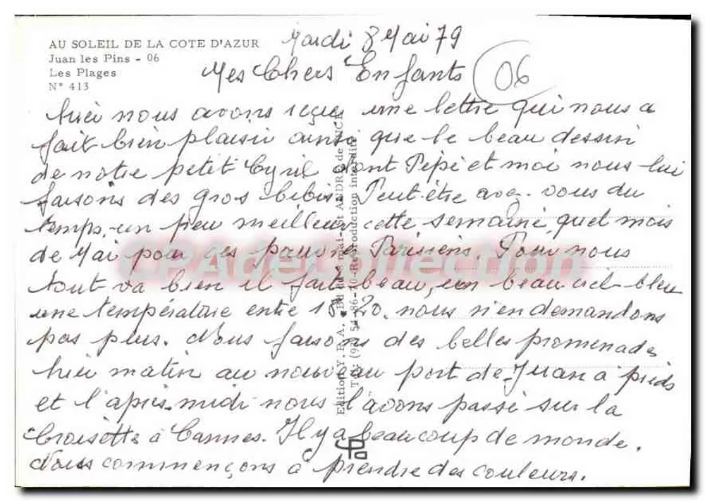 Juan-les-Pins — As Praias — Edições P.A. N° 413 - Verso