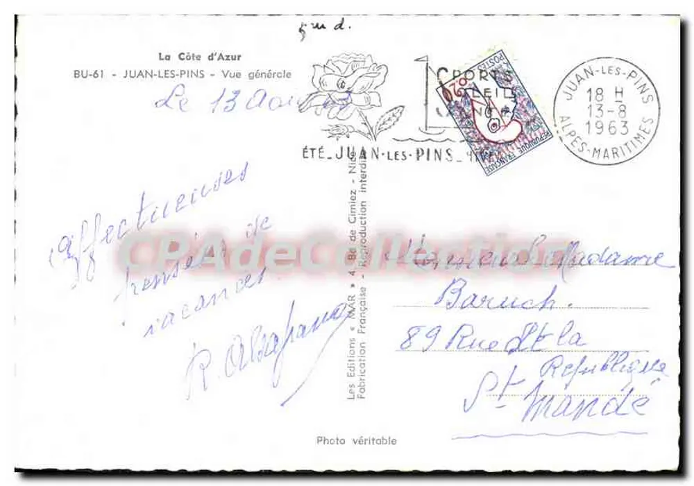 Vista geral de Juan-les-Pins — Verão — Les Éditions de Cimiez - Verso