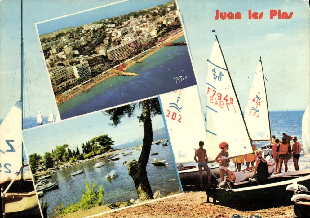 Juan les Pins — vista aérea e barcos a vela — editor Lyoncolor, n° 94/4.24 - Frente