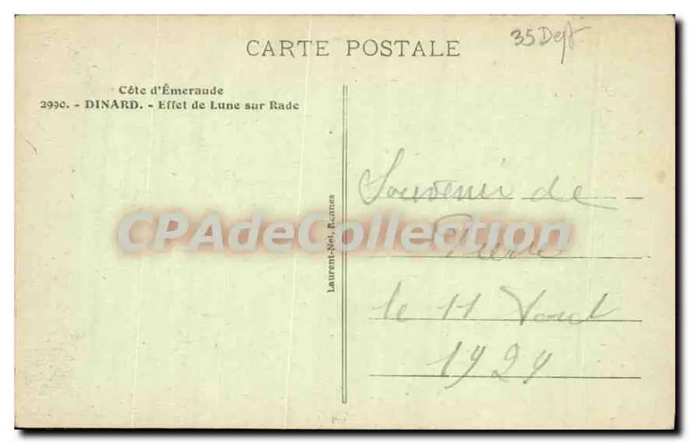 Dinard — Efeito da Lua sobre a Baía — Laurent-Nel Rennes - Verso