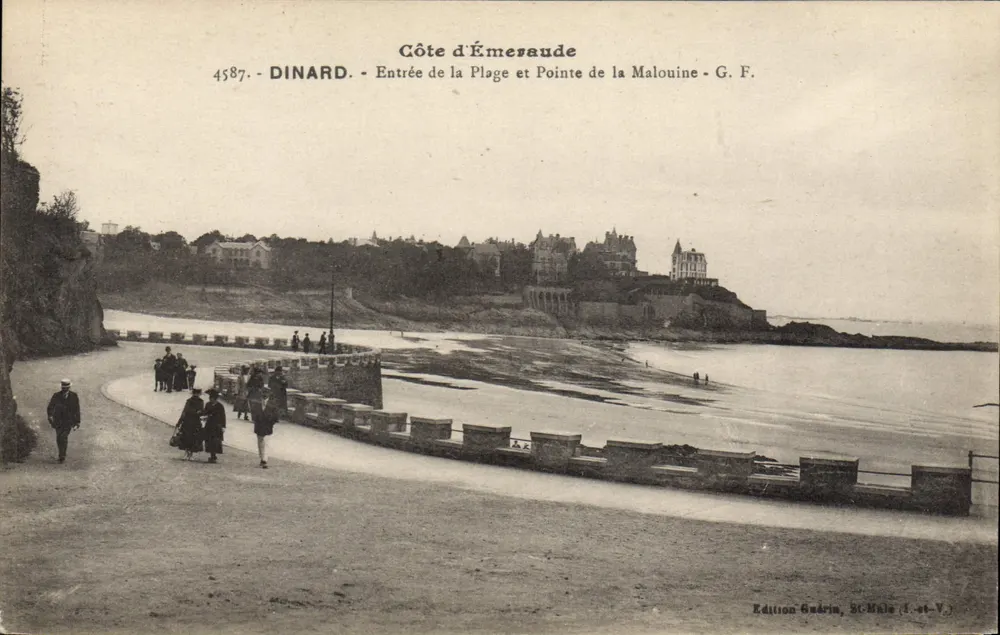 Dinard - Côte d'Émeraude - Eingang zum Strand und Pointe de la Malouine - G. F. - Edition Guérin, St-Malo (4. et V.) - Vorderseite