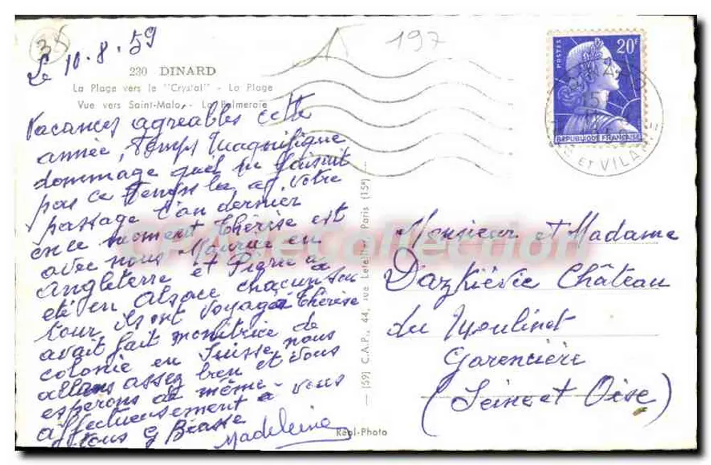 Dinard — Vista da praia e do porto — CPAdeCollection - Verso