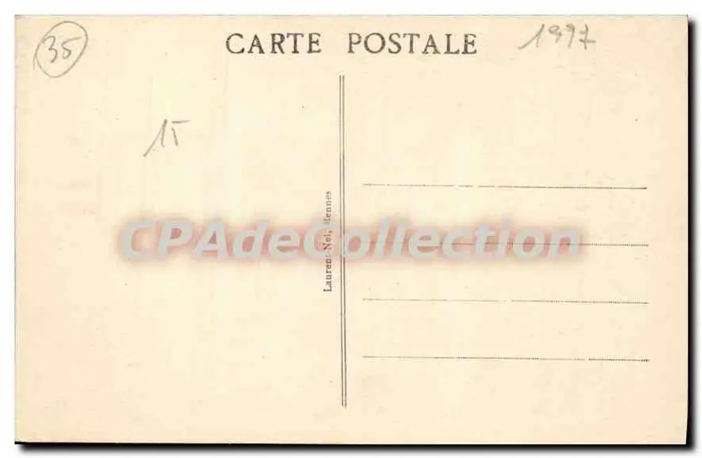 Dinard - A Piscina — vista da piscina natural com cais e lanternas — editor Laurent-Nel, Rennes, n° 3370 - Verso