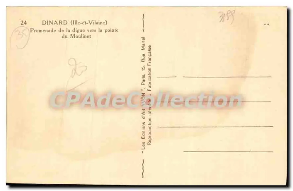 Dinard — Promenade de la digue in Richtung Spitze des Moulinet — Éditions d'Art WON - Rückseite