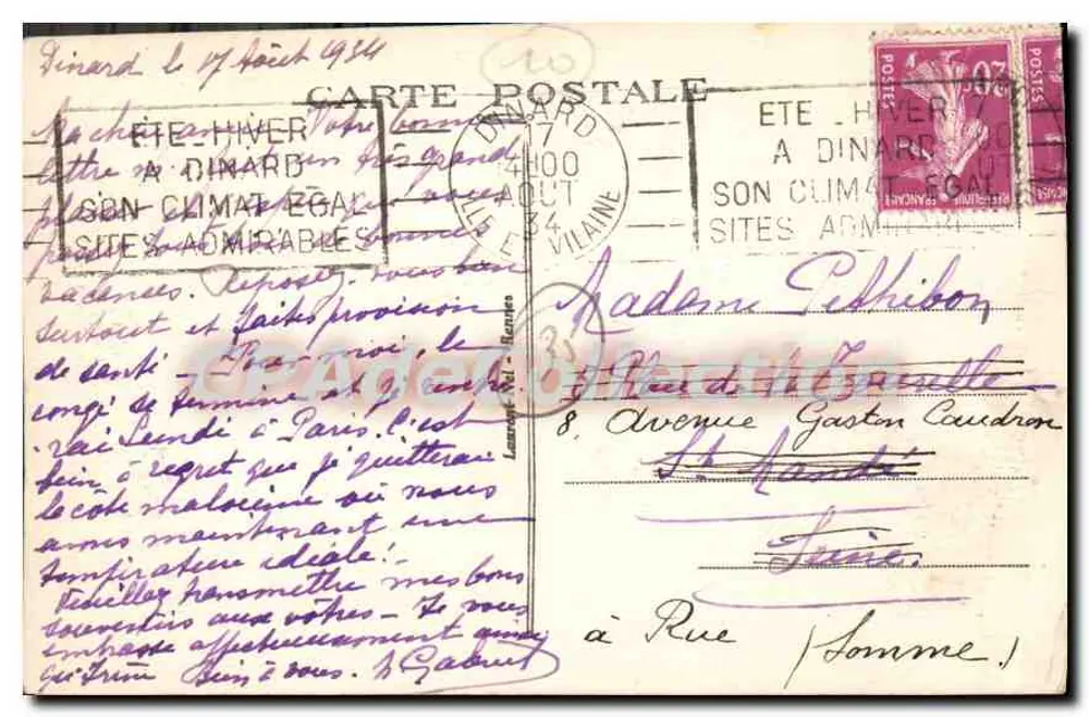 Dinard — Costa da Esmeralda, Um canto da Praia — Loït, n° 540 - Verso