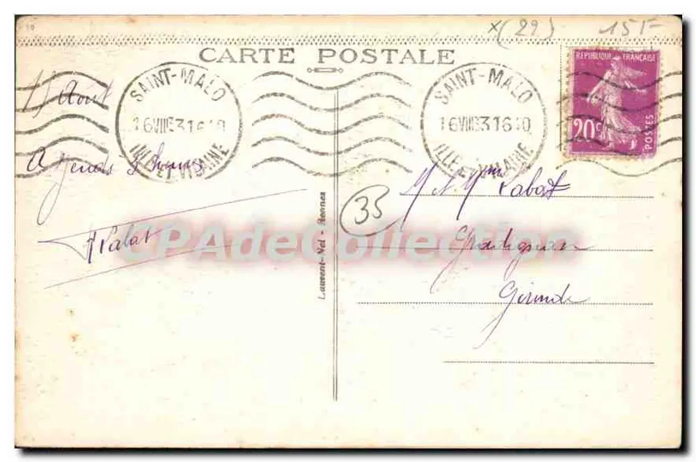 Dinard — Embarcadouro das Vedettes Vertes — Costa da Esmeralda — Loïc - Verso