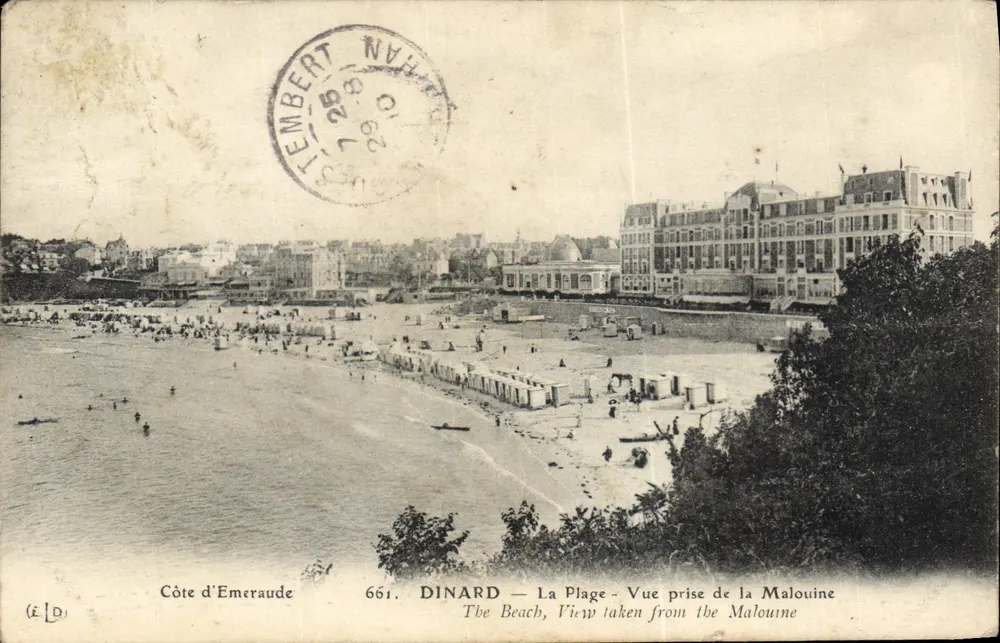 Dinard — Die Strandpromenade — Aufnahme von der Malouine — Verlag LD, Nr. 661 - Vorderseite