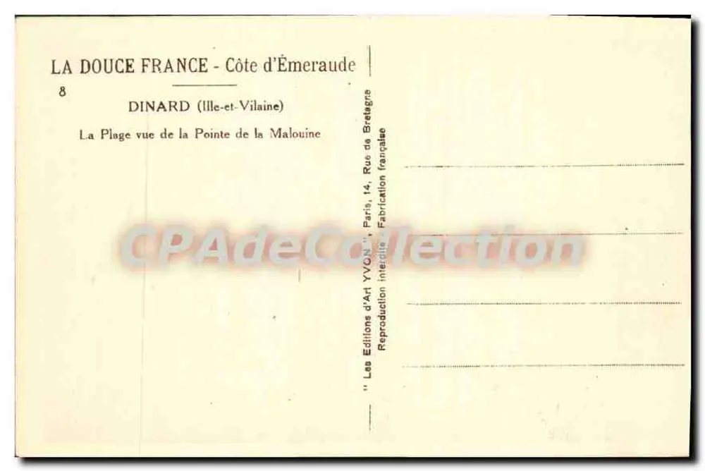 Dinard (Ille-et-Vilaine) — La Plage vue de la Pointe de la Malouine — Yvon - Rückseite