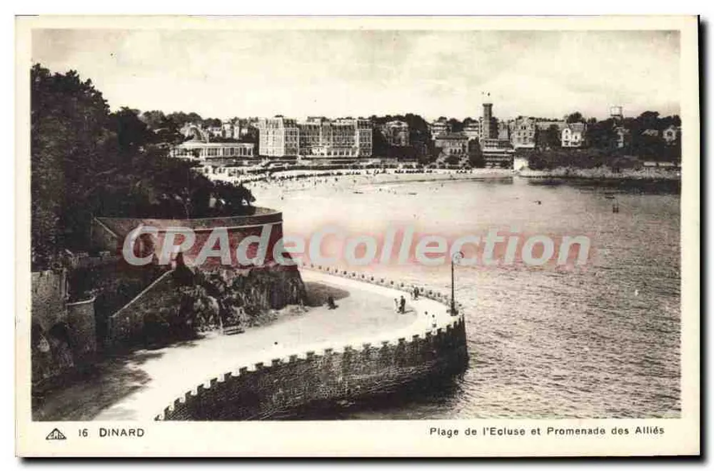 Dinard — Ansicht der Ecluse-Bucht und der Promenade des Alliés — Antike Ansichtskarte - Vorderseite