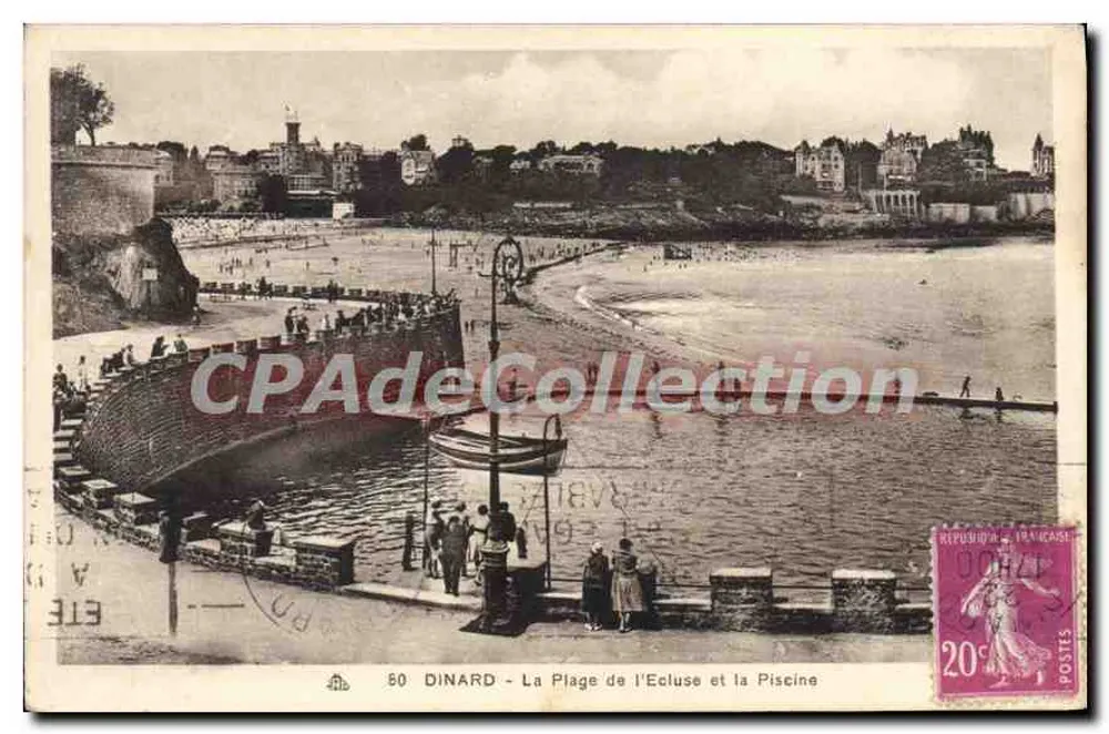 Dinard - La Plage de l'Ecluse et la Piscine — Antike Ansichtskarte - Vorderseite