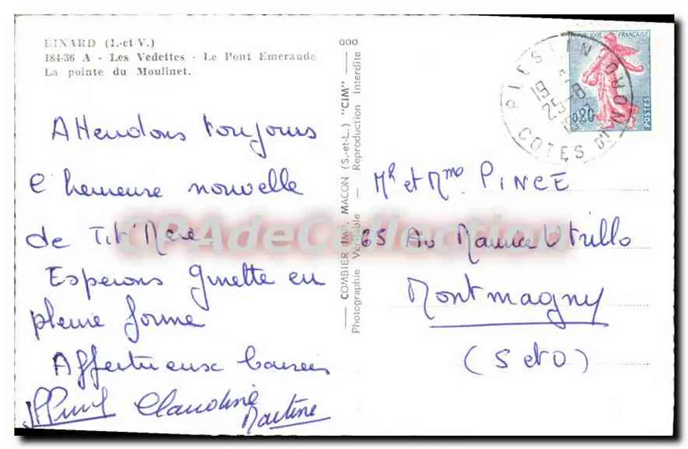 O Pont-Emeraude — As Vedettes — Combier (S.-et-L.) - Verso