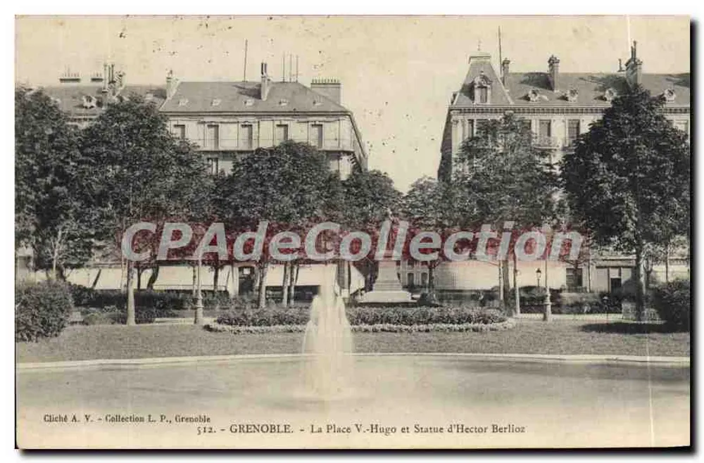 Grenoble - La Place Victor Hugo und Statue von Hector Berlioz — Cliché A. Y., Sammlung L. P. - Vorderseite