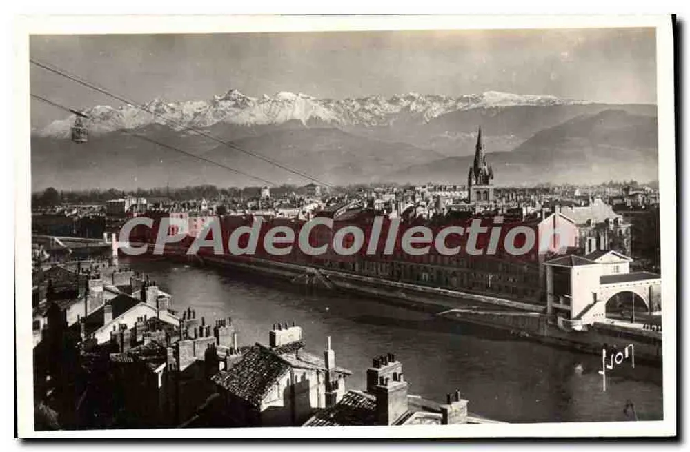 Grenoble (Isère) — Vista geral e as Alpes — Éditions d'Art Interdiction Française - Frente
