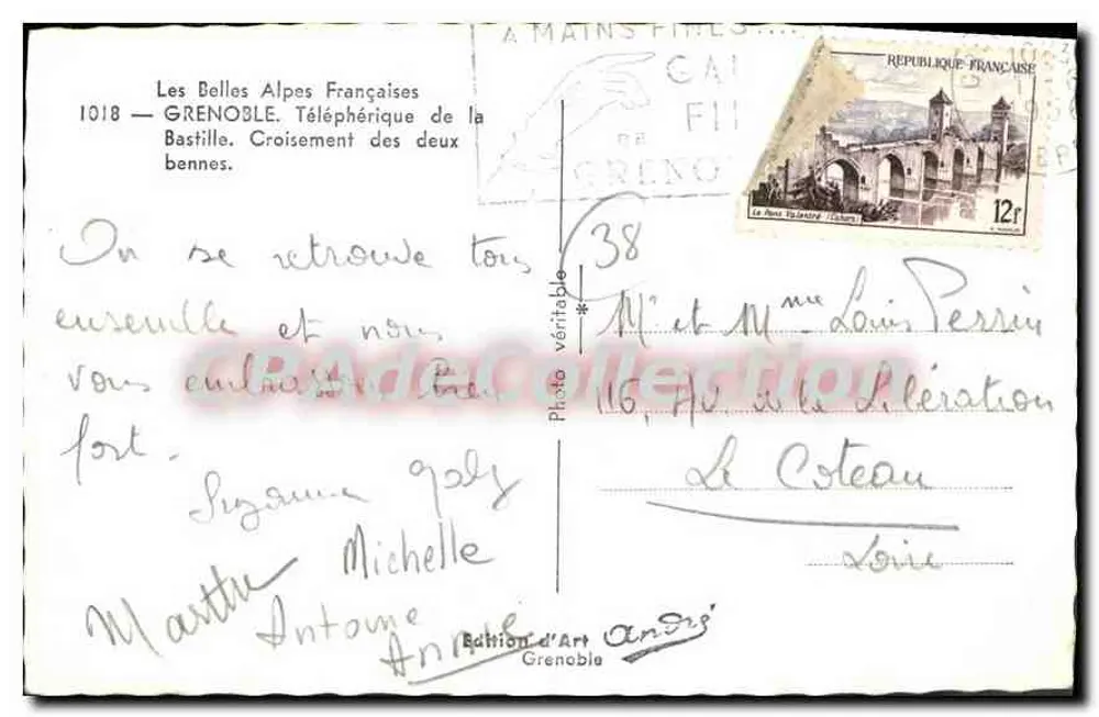 Grenoble — Incrocio delle due gondole — Edizione d'Arte Grenoble - Verso