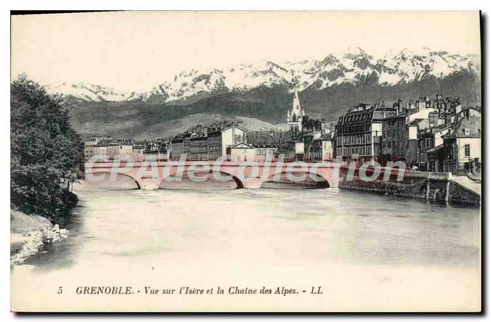 Grenoble — Ansicht der Isère und der Alpenkette — LL - Vorderseite