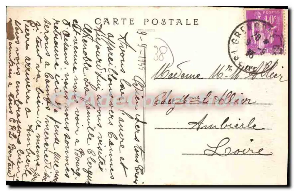 Grenoble — Der Isère-Fluss, der Seilbahn und Ste-Marie-d'en-Haut — Cl. A. V. — Nr. 013 - Rückseite