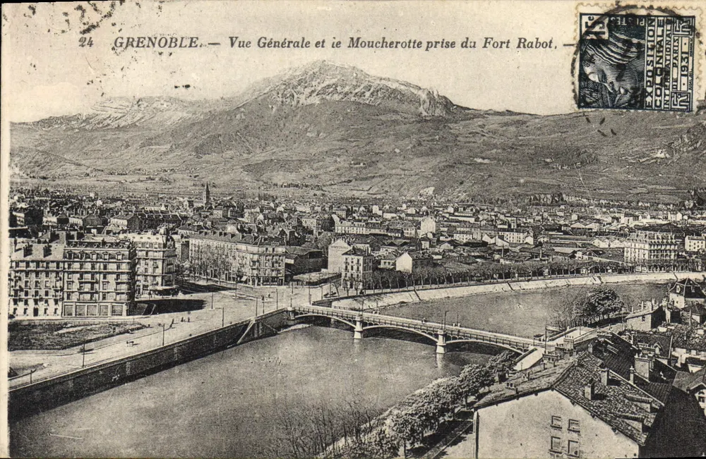 Grenoble — Allgemeiner Blick und der Moucherotte vom Fort Rabot — Verlag Léti et Récollier, n°24 - Vorderseite