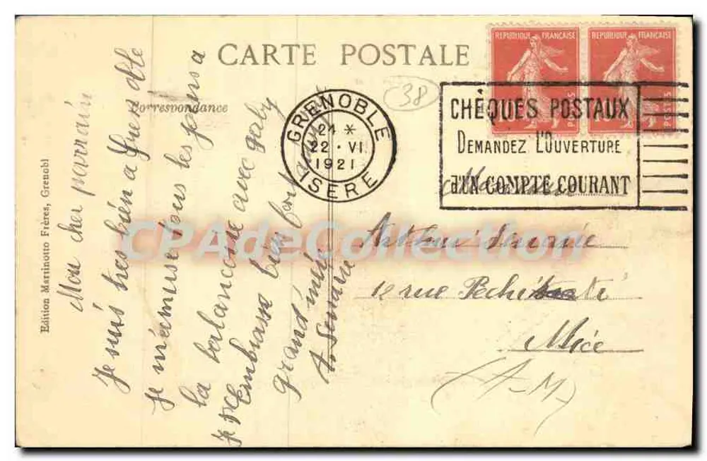 Grenoble — Familienkorrespondenz — Edition Martinotto Frères, Grenoble - Rückseite