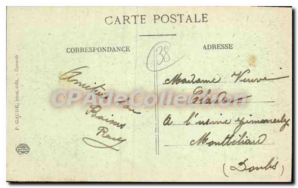 Grenoble — Avenue Alsacienne und Boulevard Gambetta — P. GAUDE, phot.édit. - Grenoble - Rückseite