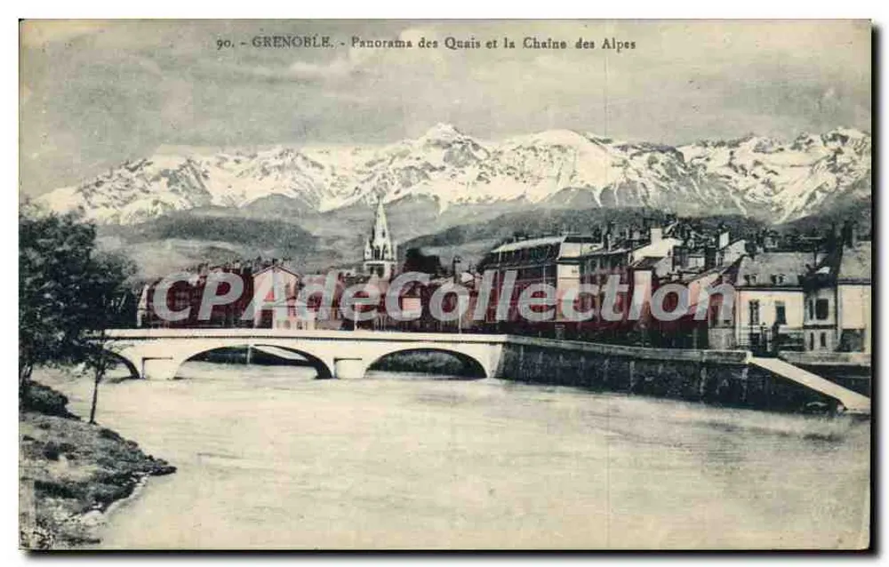 Grenoble - Panorama der Quais und der Alpenkette — Edition M. Bourcier, Grenoble - Vorderseite