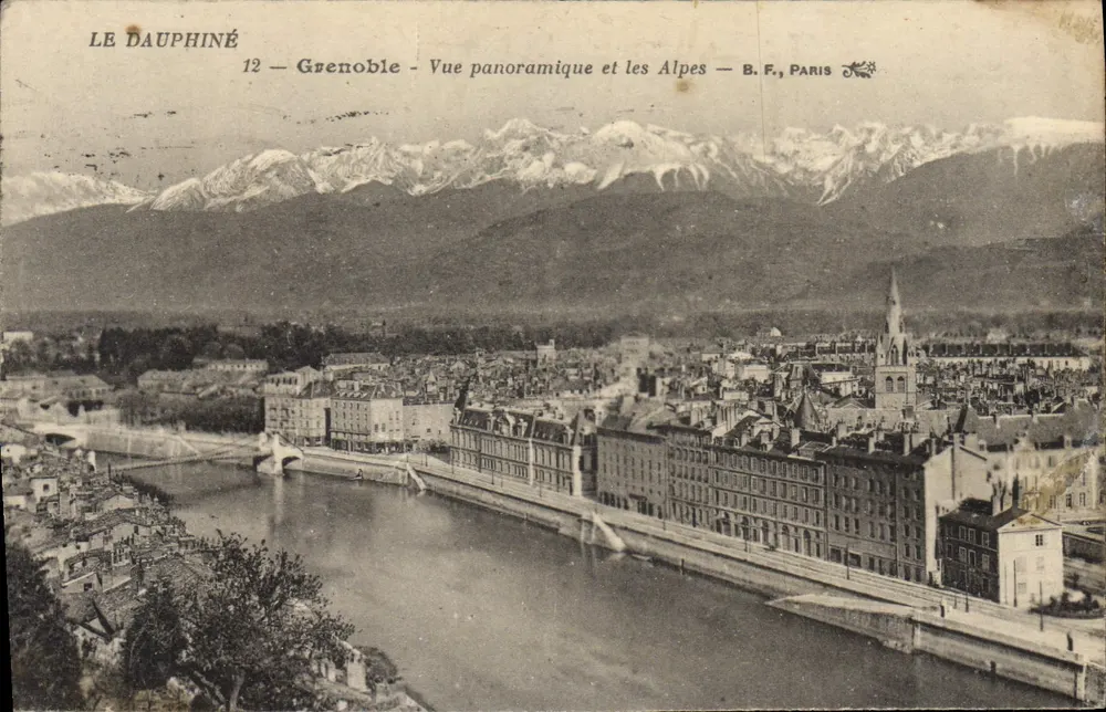 Grenoble — Panoramablick und die Alpen — B.F. Paris - Vorderseite