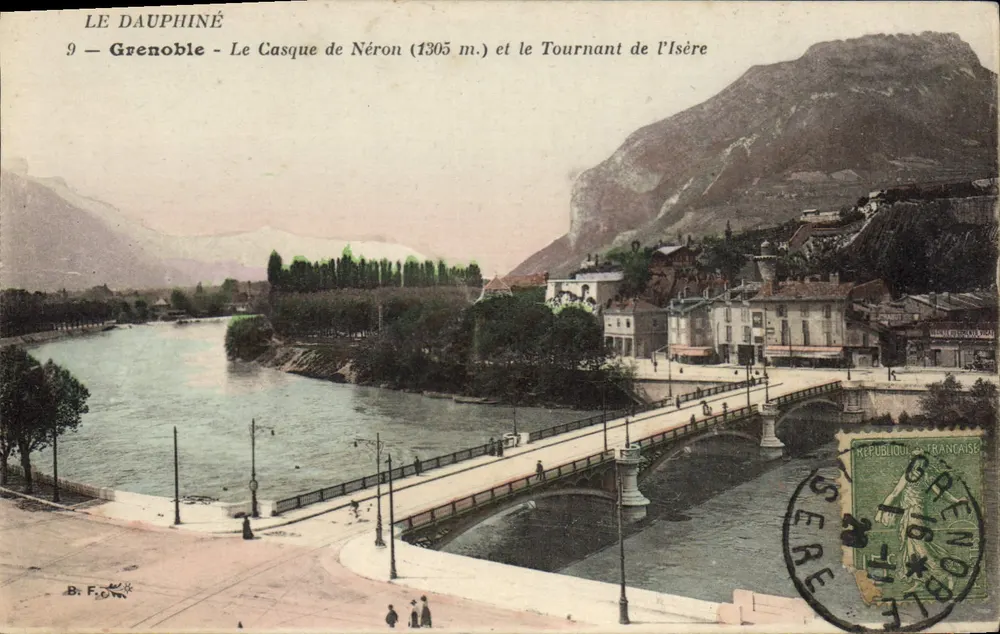 Grenoble - Der Helm von Nero (1305 m.) und der Bogen der Isère — Verlag B. F. O. M. - Vorderseite