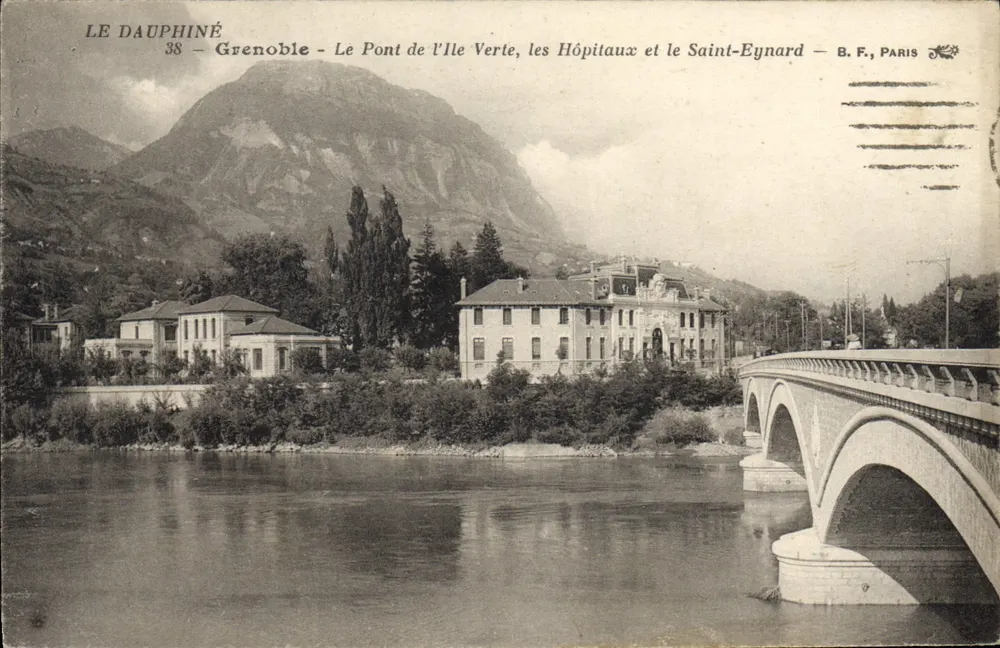 Grenoble - Der Pont de l'Île Verte, die Hôpitaux und Saint-Eynard — B.F., Paris - Vorderseite