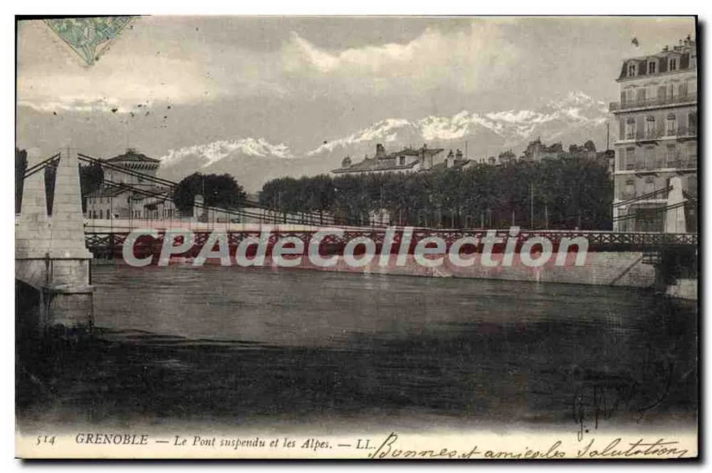 Grenoble — Der Hängebrücke und die Alpen. — LL Bonnes et amies Solutions - Vorderseite