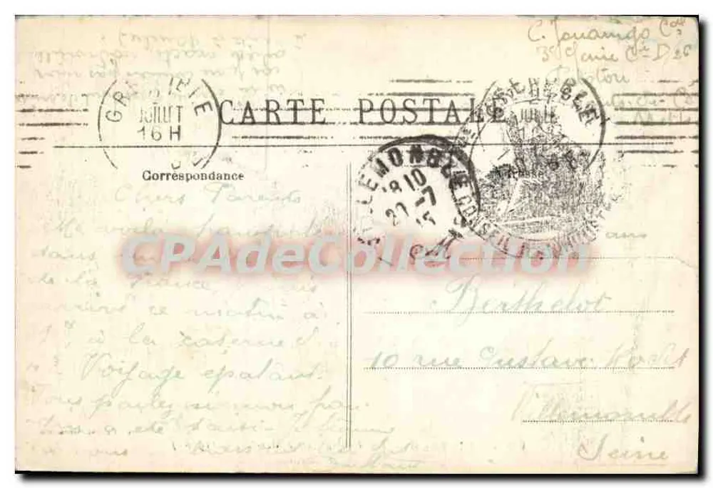 Grenoble — Vista Geral e o Ponte Mouchevrolle (1906) — G. Baillert, Grenoble - Verso