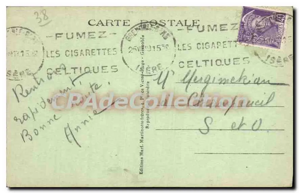 Grenoble — Vista geral e as Alpes — Éditions Marf, n°13 - Verso