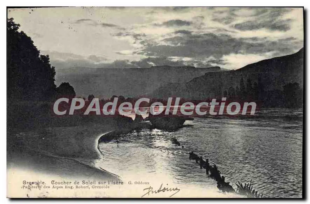 Grenoble — zachód słońca nad rzeką Isère — G. Oddoux - Awers