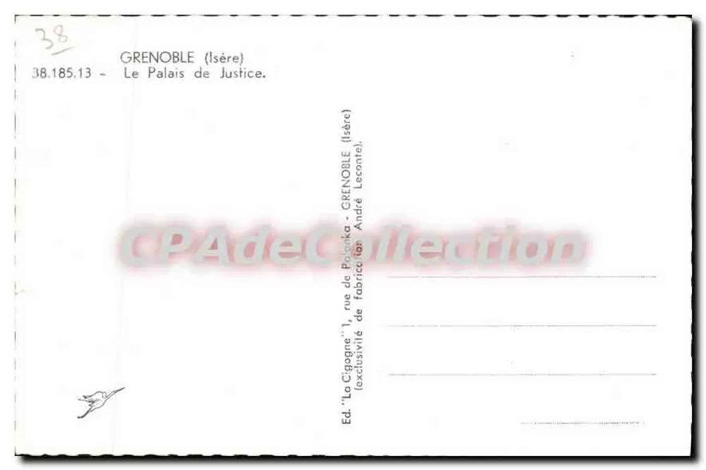 Grenoble (Isère) — O Palácio de Justiça — Ed. 'A Cegonha' - Verso