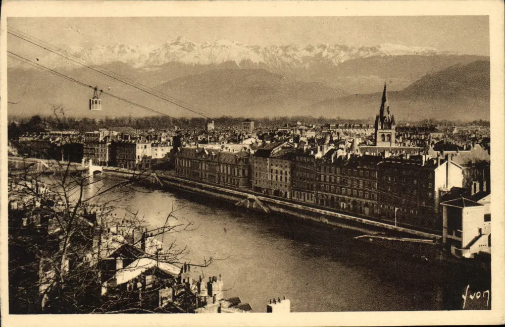 Grenoble (Isère) — Vista geral e as Alpes — Éditions d'Art YVON, Paris - Frente