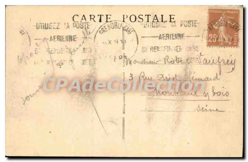 Grenoble - Der Pont Gontard, die Isère und die Alpen — unbekannter Verlag, Nr. 10.601 - Rückseite