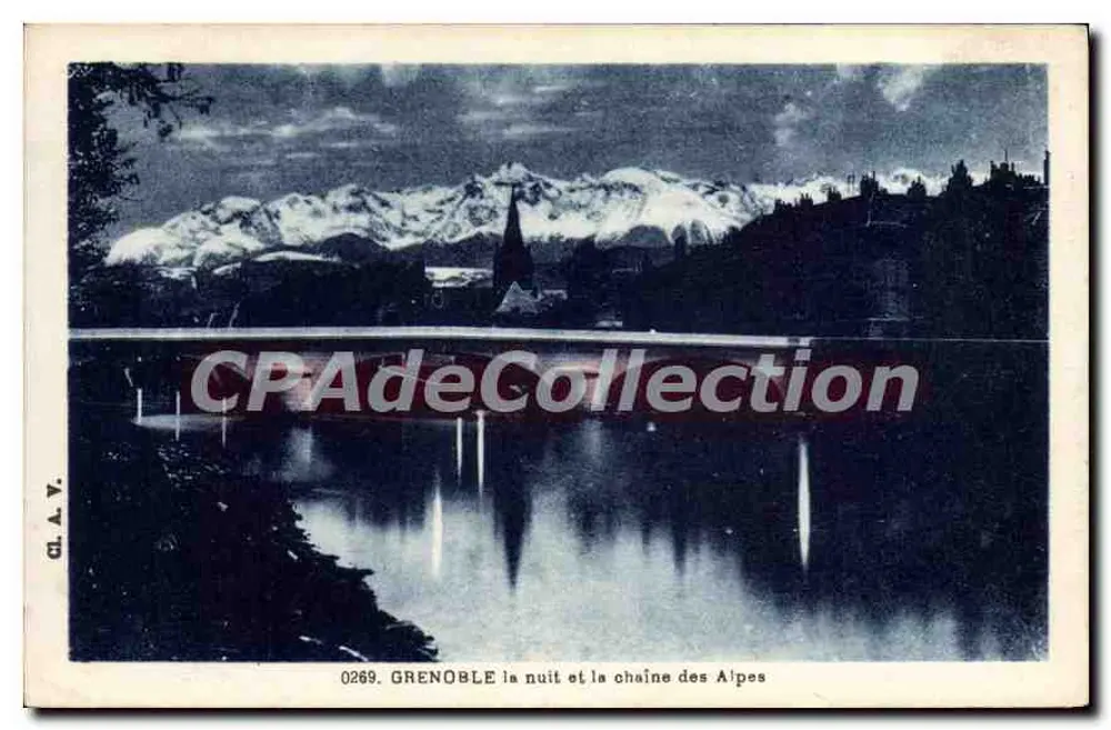 Grenoble bei Nacht und die Alpenkette — CL.A.V. n° 0269 - Vorderseite