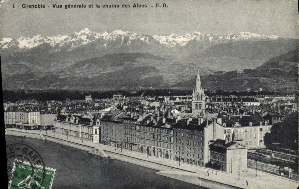 Grenoble - Allgemeiner Blick und die Alpenkette - E.R. - Vorderseite