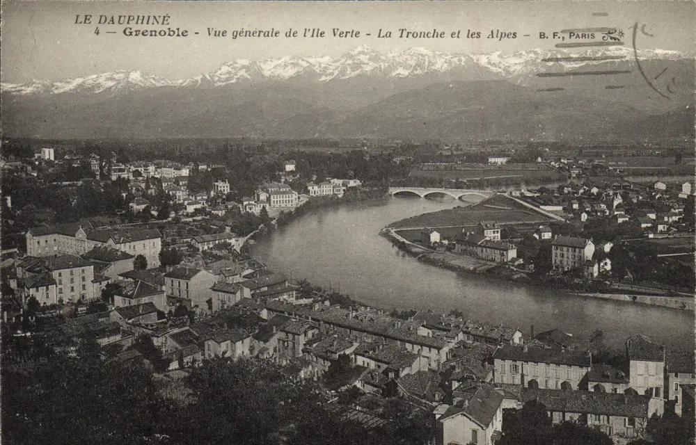 Grenoble - Allgemeiner Blick auf die Isle Verte - La Tronche und die Alpen — B.F., Paris - Vorderseite