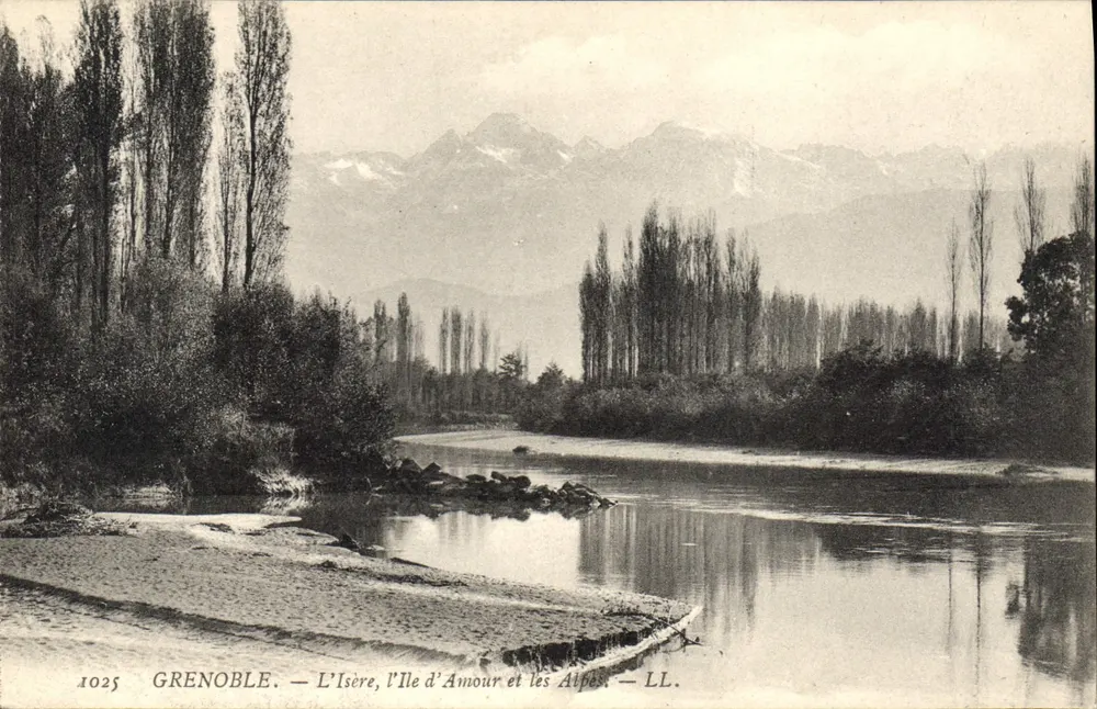 Grenoble — Die Isère, die Insel der Liebe und die Alpen — LL. N° 1025 - Vorderseite