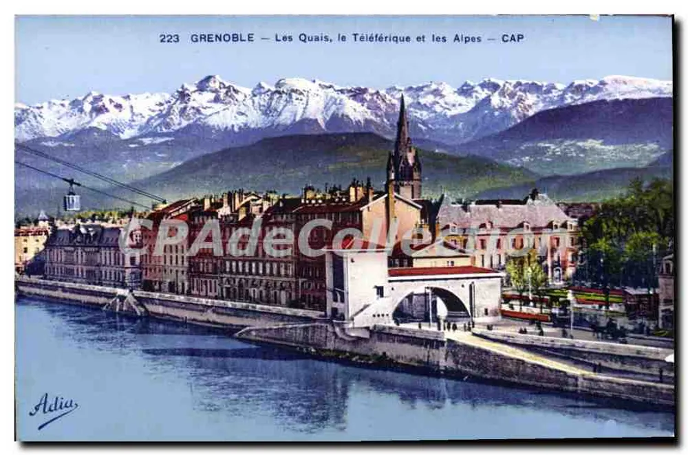Grenoble — Die Quais, der Seilbahn und die Alpen — CAP - Vorderseite